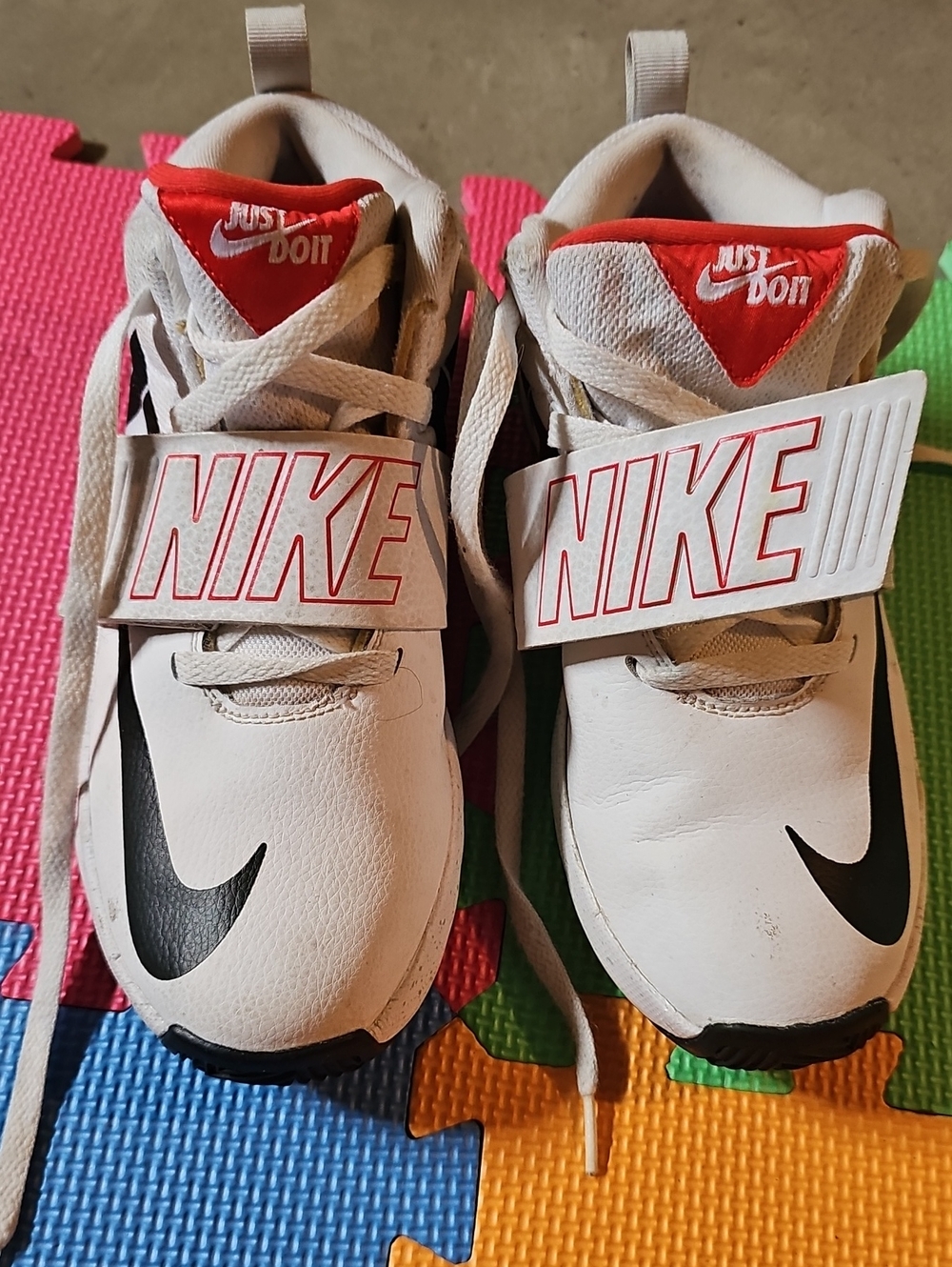 Nike Kids White Sneakers with Red Accents